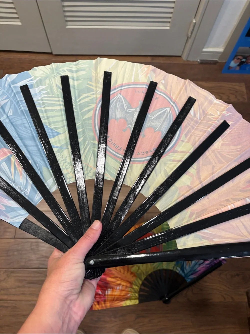 Bacardi HUGE Rainbow Bat Logo Folding Hand Fan - Multicolor Two Pack